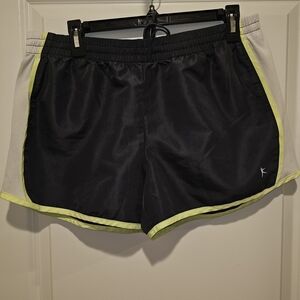 Danskin Black and White Athletic Shorts with Yellow Trim